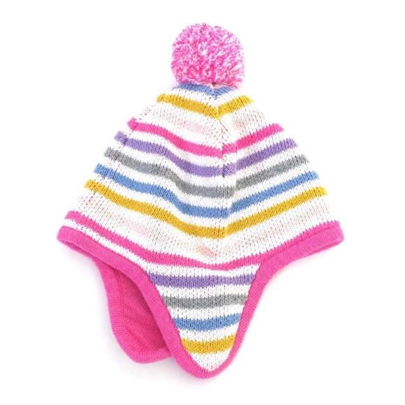 Tucker + Tate Girls Rainbow Pom Pom Beanie Hat NEW - Picture 2 of 6